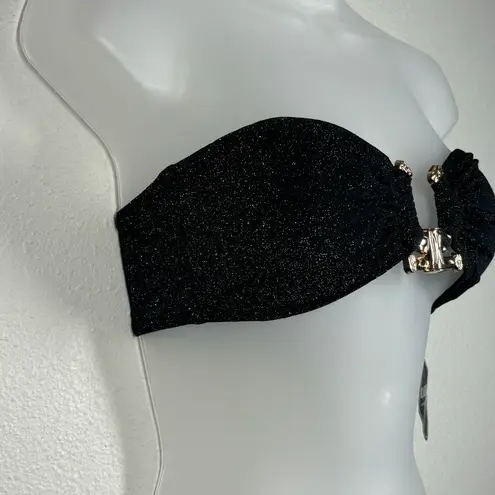 Zaful  Metal Gold Ring Bandeau Bikini Top Size Small