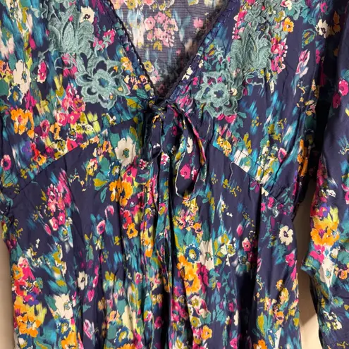 Sundance Kimono Style Dress Cover Up Boho Bohemian Embroidered pxs festival Blue