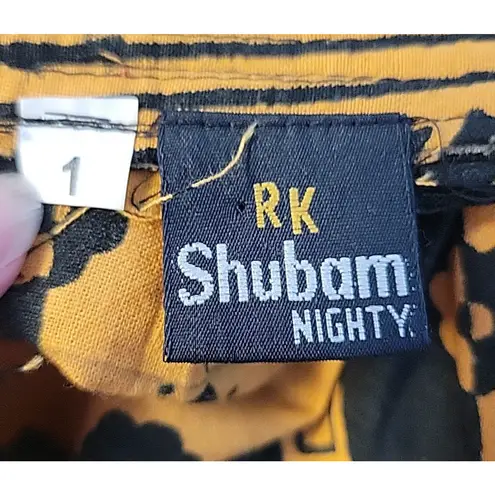 Black Yellow Striped Dress Floral Tribal Summer Maximalist Eyelet Trim Size M Size M