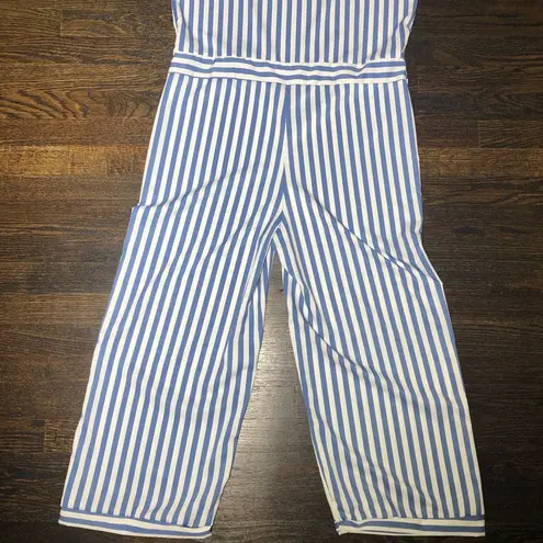 Blue and White Striped Pantsuit Romper Size L