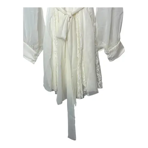 SPY Zone Exchange White Floral Lace Trim Wrap Sheer Sleeve Dress Size Medium NWT