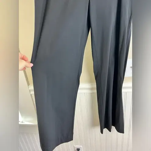 Lafayette 148 Black Virgin Wool & Stretch Wide Leg Menswear Pants Size 12 Hemmed