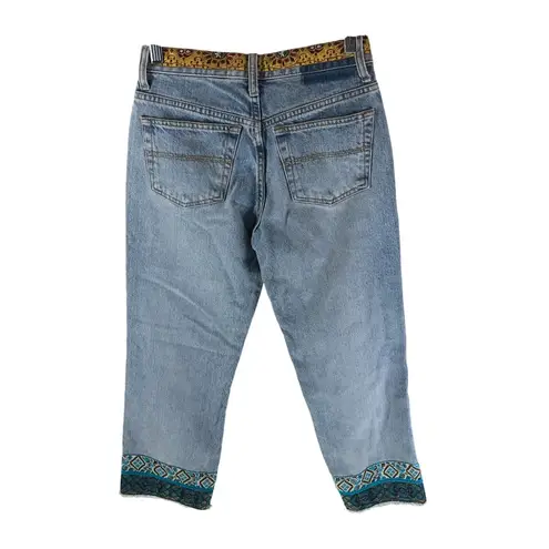 Express Bleus Womens Jeans Vintage Y2K Capri Cropped Geometric Hem 1/2 Blue