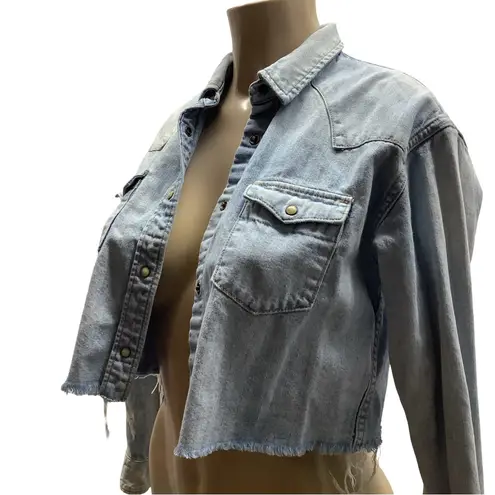 ALLSAINTS Size Small Faded Blue Chambray Denim Snap Top. Preloved