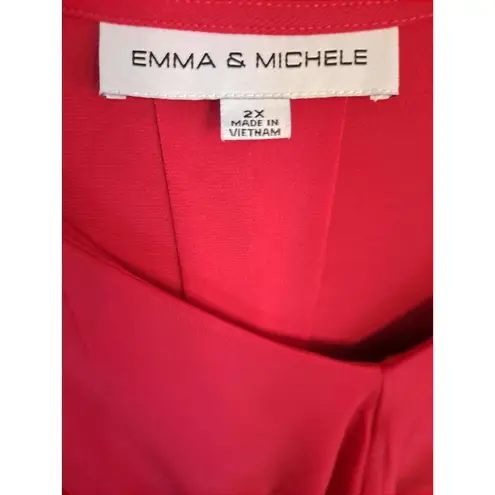 Emma & Michele New  Ruffle Front‎ Long Sleeve Red Belted Dress Size 2X