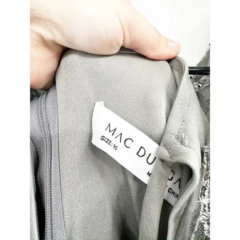 Mac Duggal 20392 Gunmetal Embellished Butterfly Fit and Flare Tea-Length Dress