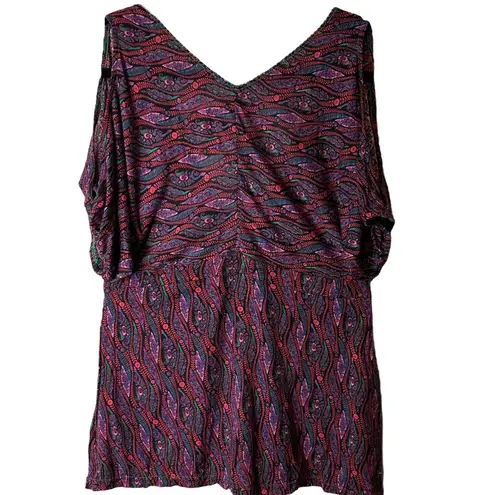 Free People  Vintage Y2K Butterfly Logo Deep Vee Open Shoulder Top Blouse Size XS