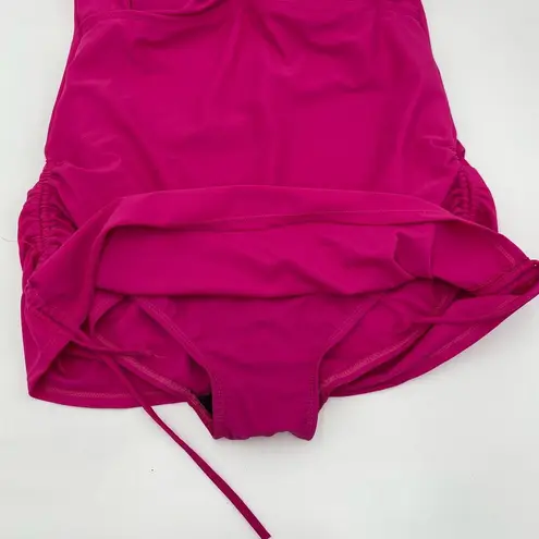 Swimsuit For All  Fuschia Pink Halter Ruched Sides One Piece Bathing Suit Size 12