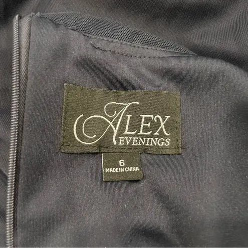 Alex Evenings 132833 Dark Navy Mesh Beaded Neckline Gown 6