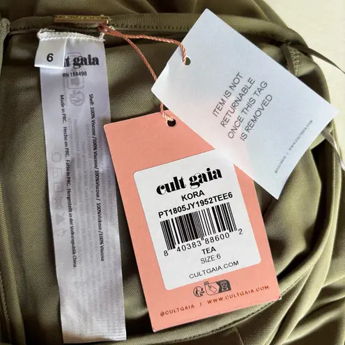 Cult Gaia NWT Kora tea green viscose high waist trousers pants size US 6 S small