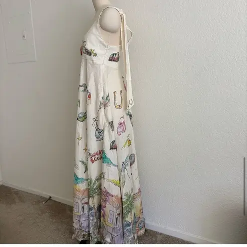 Alemais Artistic Cream Maxi Dress with Multicolor Print White Size 6