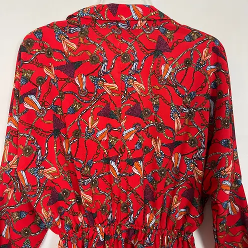 AX Paris Tribal Print Long Sleeve Red Dress Size 10