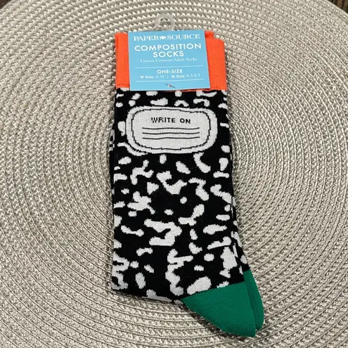 Paper Source Composition Socks NEW Unisex Crew Adult Socks Black