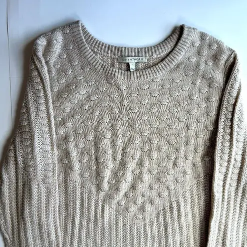 41 Hawthorn Poppi Textured Knit Popcorn Crewneck Sweater Oatmeal Size M Tan Size M
