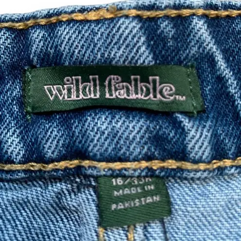 Wild Fable  Jeans Highest Rise Wide Leg Ankle Two Tone Raw Edge Denim Size 16