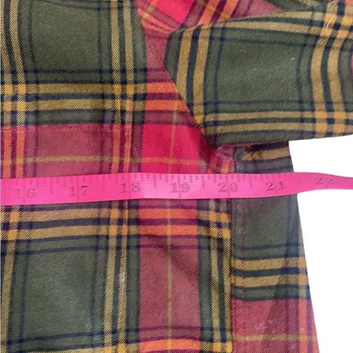 90s Vintage red and brown tartan plaid flannel button down women medium