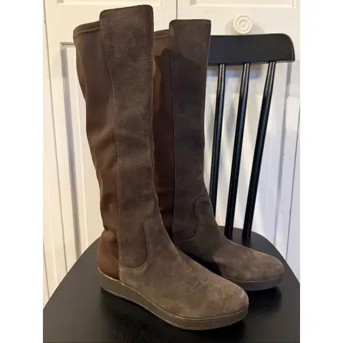 Donald Pliner brown suede Victori wedge tall boots size 7.5