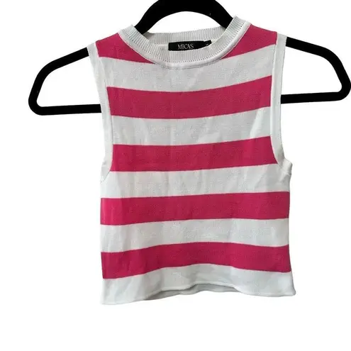 Micas pink and white striped cropped sleeveless top size small