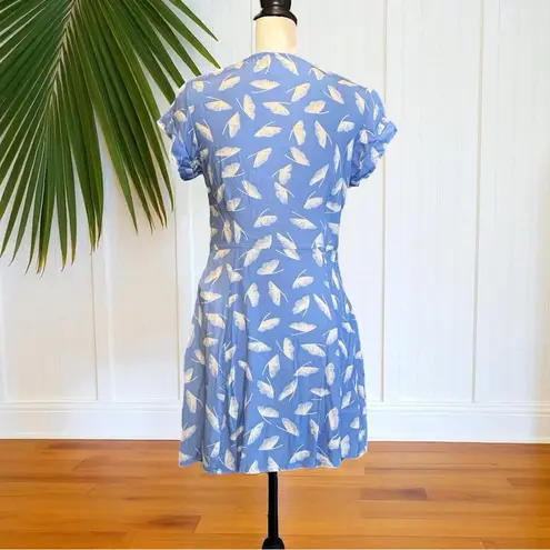 Capulet “Mabel” Mini Dress – Ginkgo Blue Feather Leaf Print – Size Small