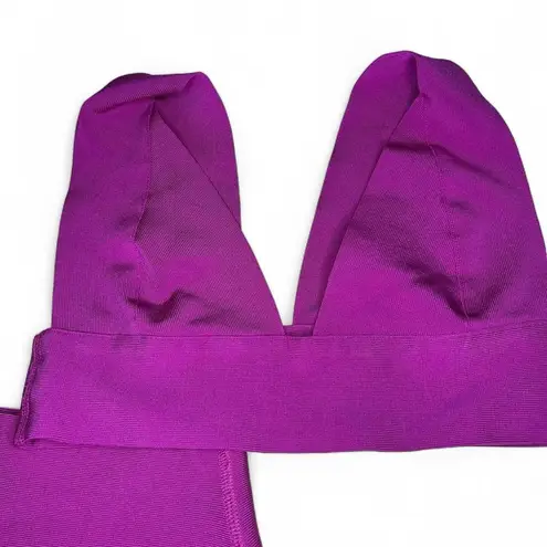 SKIMS Knit Swim Plunge Bikini Set – Magenta, Size M (Top + Bottom)