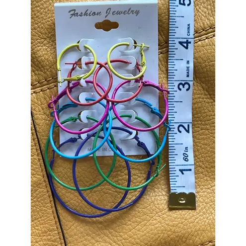 Graduated Multicolor Rainbow Hoops Set of 6
