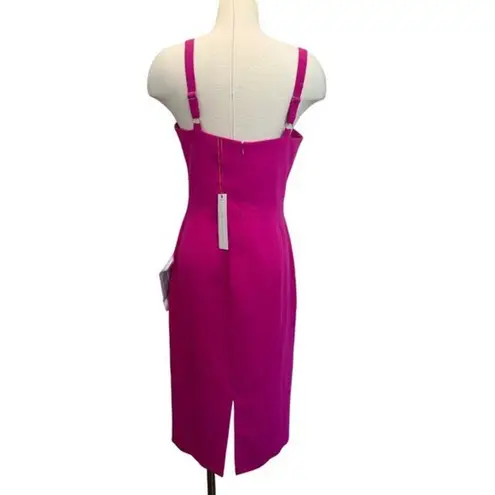 Dress the Population Dress‎ The Population Eve Twist Front Midi Sheath Dress NWT Medium Fuchsia Pink