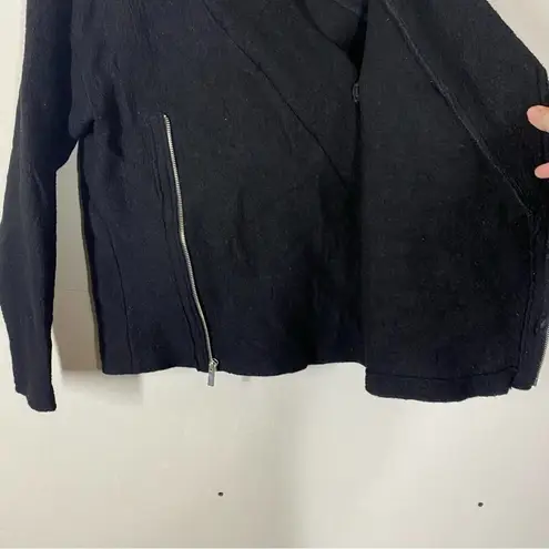 Marcellamoda 100% Virgin Wool Asymmetrical Zip Jacket Black Size XS