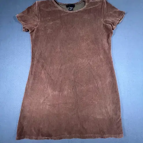 Vtg Womens Large Brown Corduroy Short Sleeve T