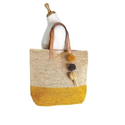 NWT Mar Y Sol Montauk Straw Large Tote in Sunflower Tan