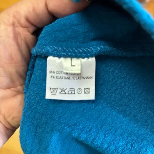 Ganni  Blue Textured Preppy Coastal Resortwear Career Quiet Luxury Peplum Top L