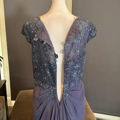 Women’s Full Length Chiffon Formal Mother of the Bride Dress Zip Back Size 8 NWT Blue