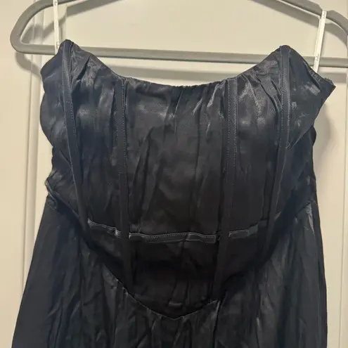 Lulus Extraordinary Presence NWT size Large Black Satin Strapless Maxi Dress
