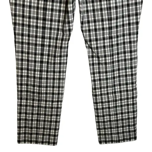 Elie Tahari Plaid Straight-Leg Crop Trousers Black White Plaid Size 6