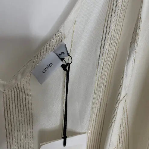 ONIA Grace Sleeveless Striped Cotton Wrap Maxi Dress Medium