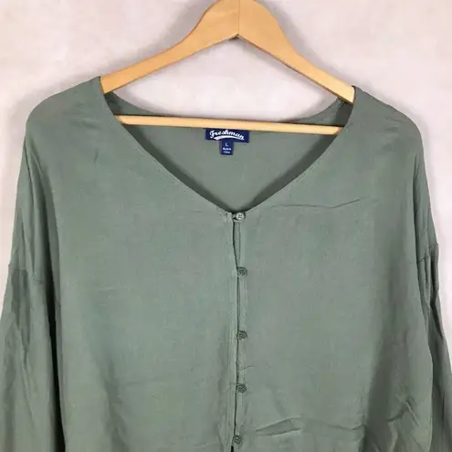 FRESHMAN Dark Green Tie Bottom Boho Top NEW LARGE
