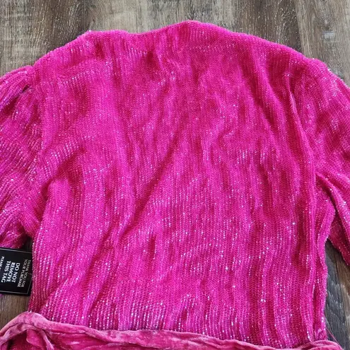 Retrofête Retrofete Gabrielle Robe Dress in Pink Sequins Size Large Long Sleeve NWOT