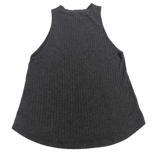 LNA Ribbed Grey Soft Tank Mock Neck Charcoal Grey XS