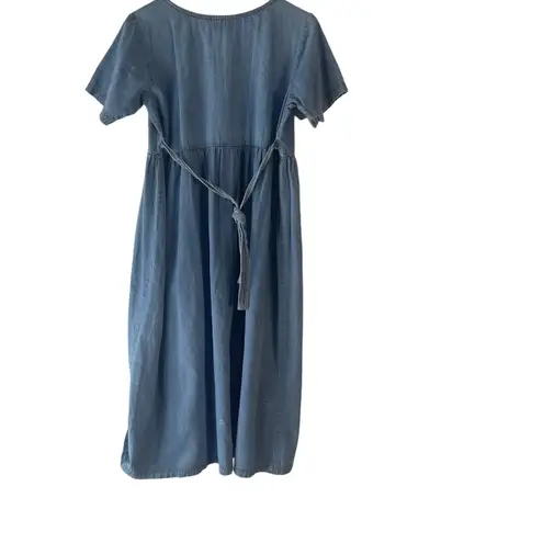 True Blue Vintage 90s Women's Size 12 Lace Button Denim Cottage Dress