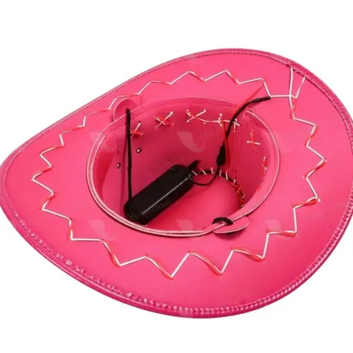 Pink Cowgirl Hat Western Party Neon Led Light hat barbie halloween costume