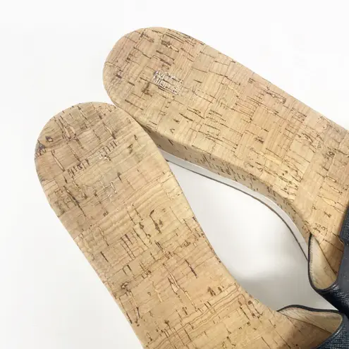 Michael Kors Black Leather Warren Platform Cork Wedge Slide Women's Size 11M