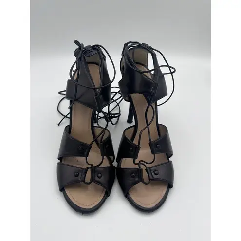 Proenza Schouler Black Leather Ankle Wrap Gladiator Sandals Size 36.5 (6.5 U.S.)