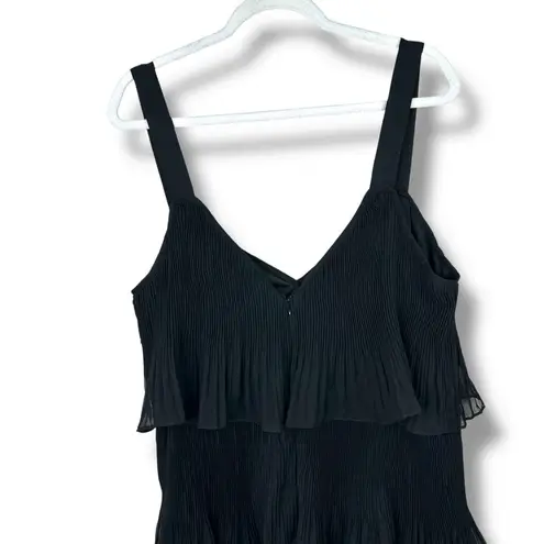 Lulus Elegant Nature Black Pleated Sheath Chiffon Sleeveless Tiered Maxi Dress Size 2X