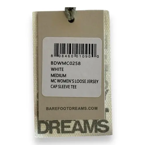 Barefoot Dreams BAREFOOT MC WOMEN'S LOOSE JERSEYCAP SLEEVE TEE WHITE SZ M