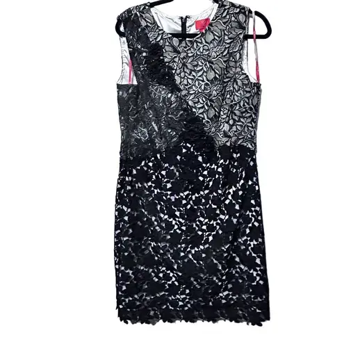 Monique Lhuillier NEW ML Moniqu Lhuillier Floral Lace Embellished Beaded Cocktail Sheath Dress 14