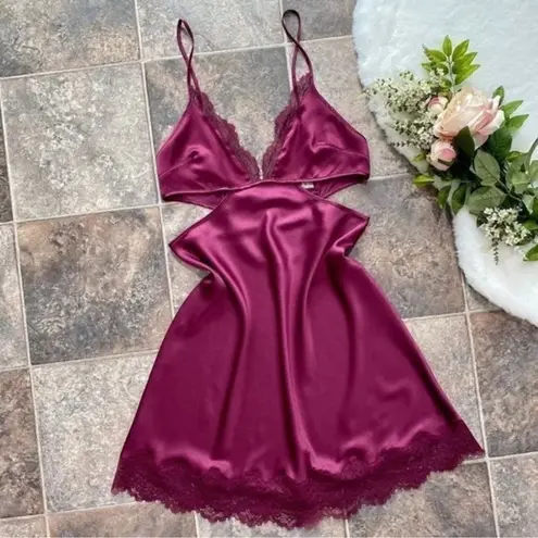 Victoria's Secret  Satin Slip Dress Large Burgundy Wine