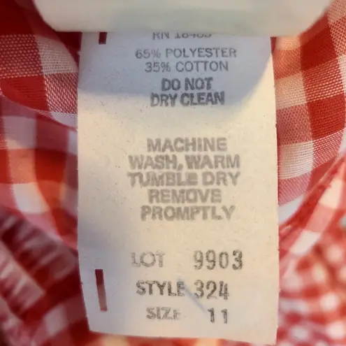 Vtg Jody T Of California Red Gingham Maxi Cottage Prarie Puff Sleeve Dress 70s Size 10