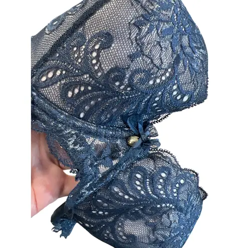 Le Mystere Sophia Lace Bra Women's Size 32G in Steel Blue Style: 2435 MSRP $68