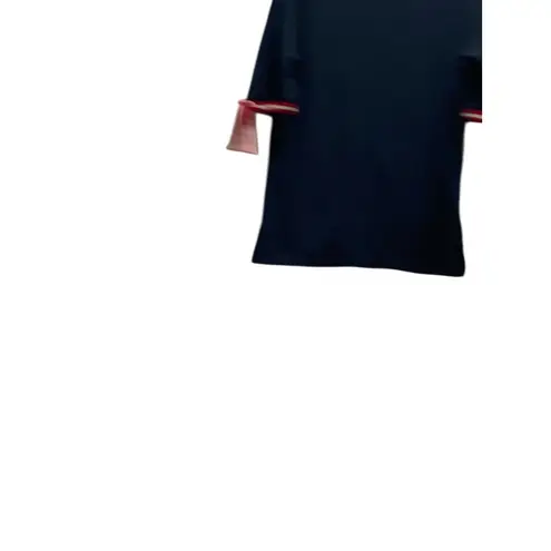 Lauren Ralph Lauren Ribbon Trim Sleeve Tee Shirt Black Size XL Preppy Coastal