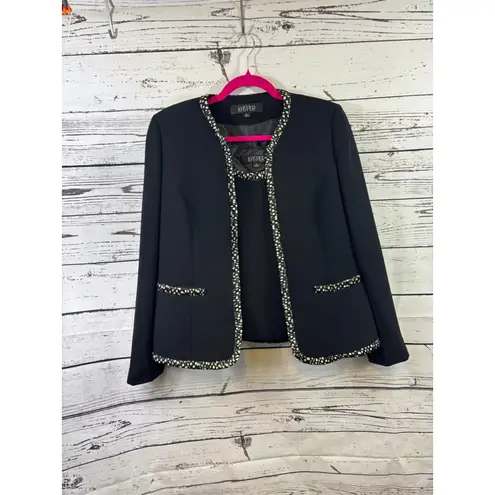 Women's KASPER Black & White Polka Dot Trim Blazer Jacket Size 6