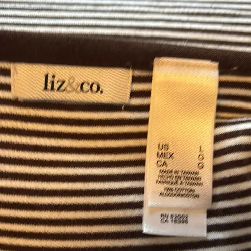 Liz & Co White and Brown Fitted Blouse with Sailor Collar Size undefined